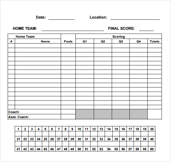 Basketball Score Sheet 2022.
