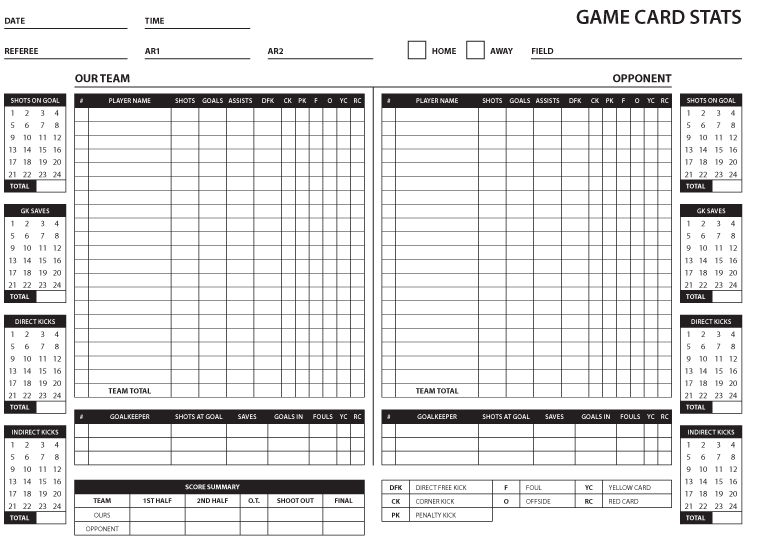 Football Stats Sheet Excel Template